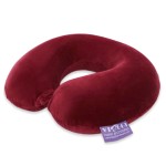 VIAGGI U Shape Round Memory Foam Soft Travel Neck Pillow for Neck Pain Relief Cervical Orthopedic Use Comfortable Neck Rest Pillow - Burgandy